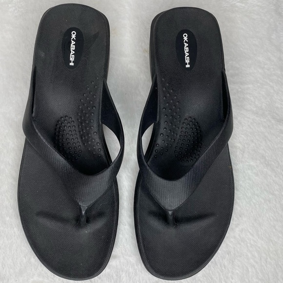 Okabashi Splash Sandals Flip Flips Black Size Large - Picture 1 of 12